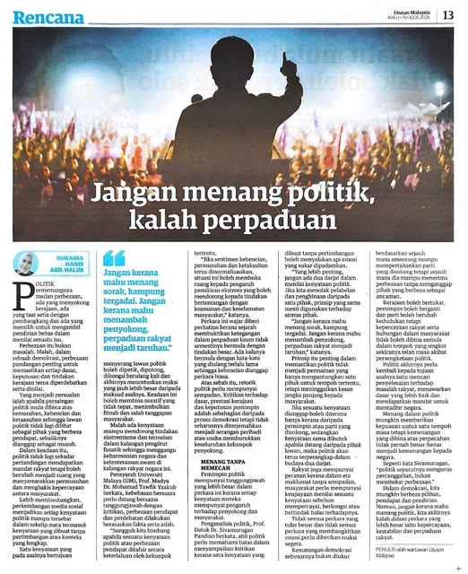 Jangan Menang Politik, Kalah Perpaduan